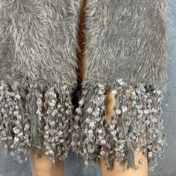 Vintage Alberto Makali Faux Fur Cardigan Sleeveless Fringe Size S Artisan Art - Picture 5 of 8